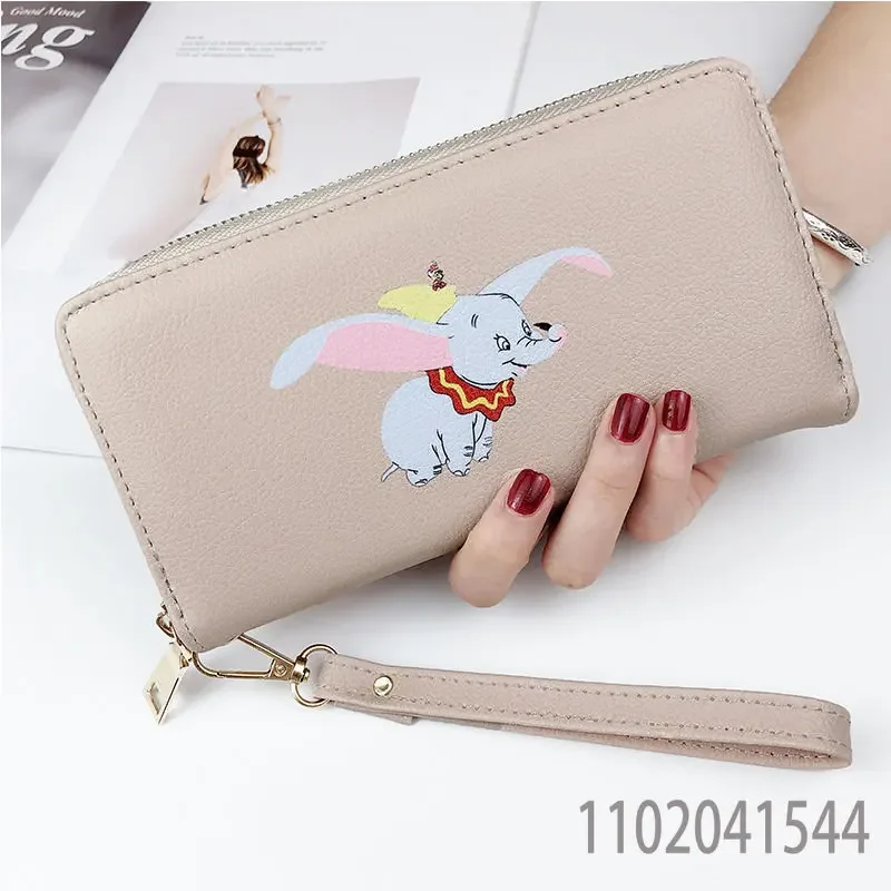 Disney Dumbo Wallet for Women Girl Children Cute Coin Purse Luxury Designer Bag Portable Pink Khaki with Zipper Birthday Gift