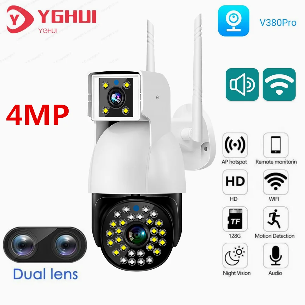 

4MP V380 Pro Dual Lens Outdoor WIFI IP Camera Auto Tracking Waterproof Security Wireless CCTV Camera Full Color Night Vision