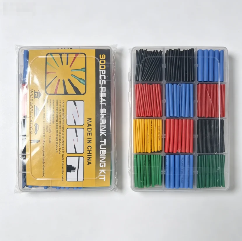 900pcs Heat-shrink Tubing Thermoresistant Tube Heat Shrink Wrapping Kit Electrical Connection Wire Cable Insulation Sleeving