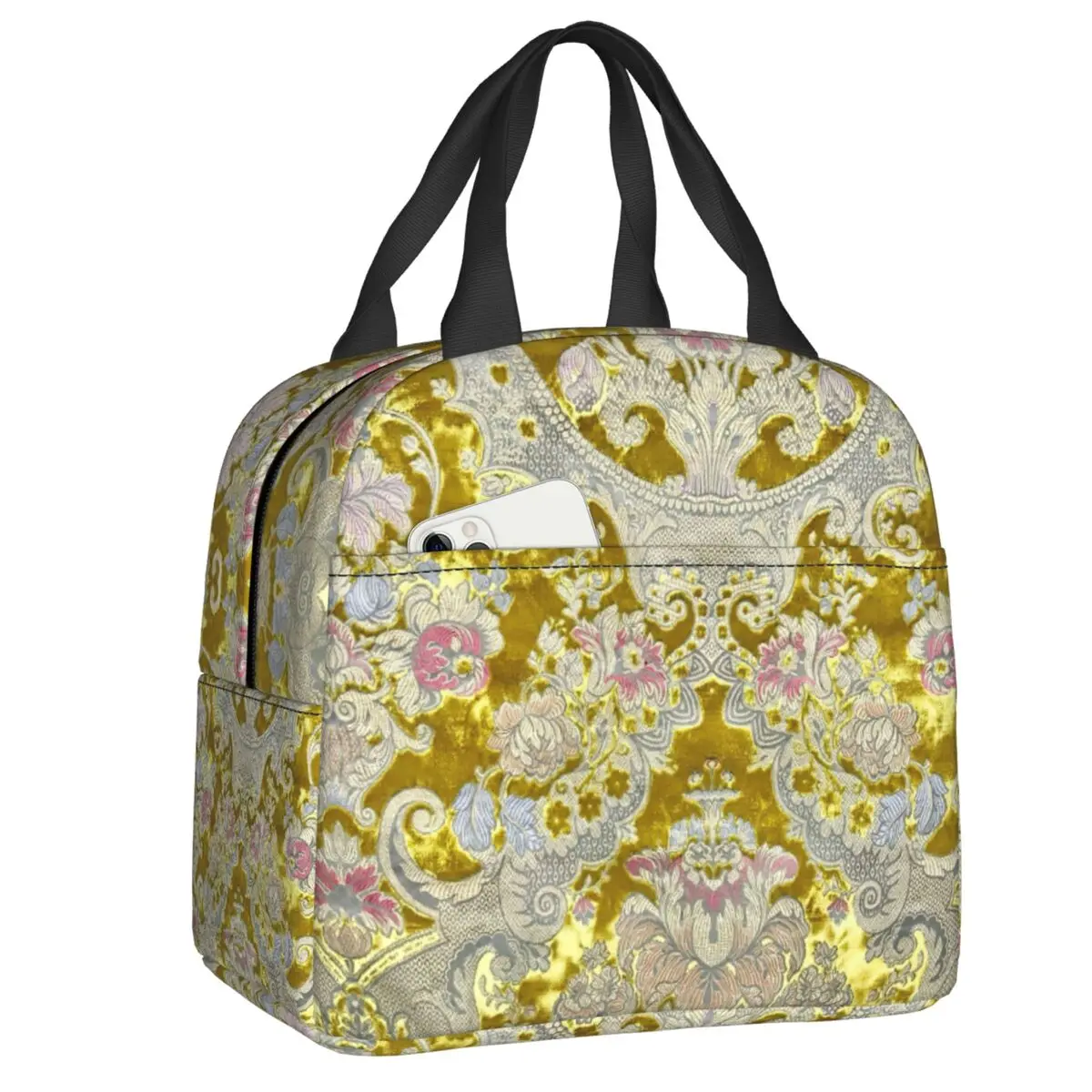 

Custom Italian Damask Floral Pattern Print Lunch Bag Men Women Warm Cooler Insulated Lunch Boxes for Student School