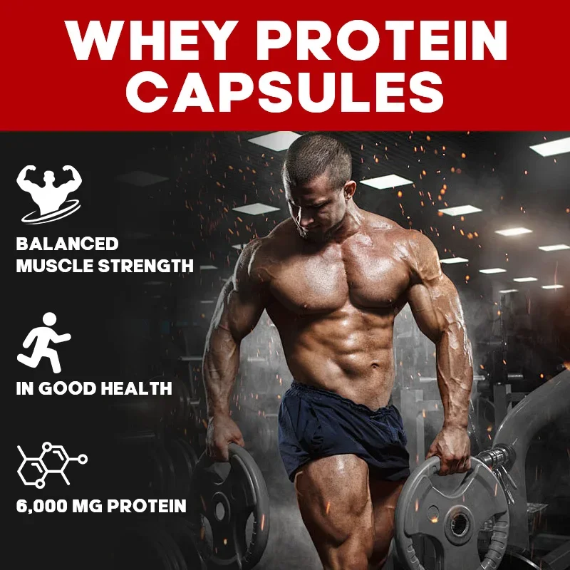 Whey Protein Capsules - Contains 6000mg of Protein - Balanced Muscle Health,Boost Immunity and Support Post-exercise Recovery