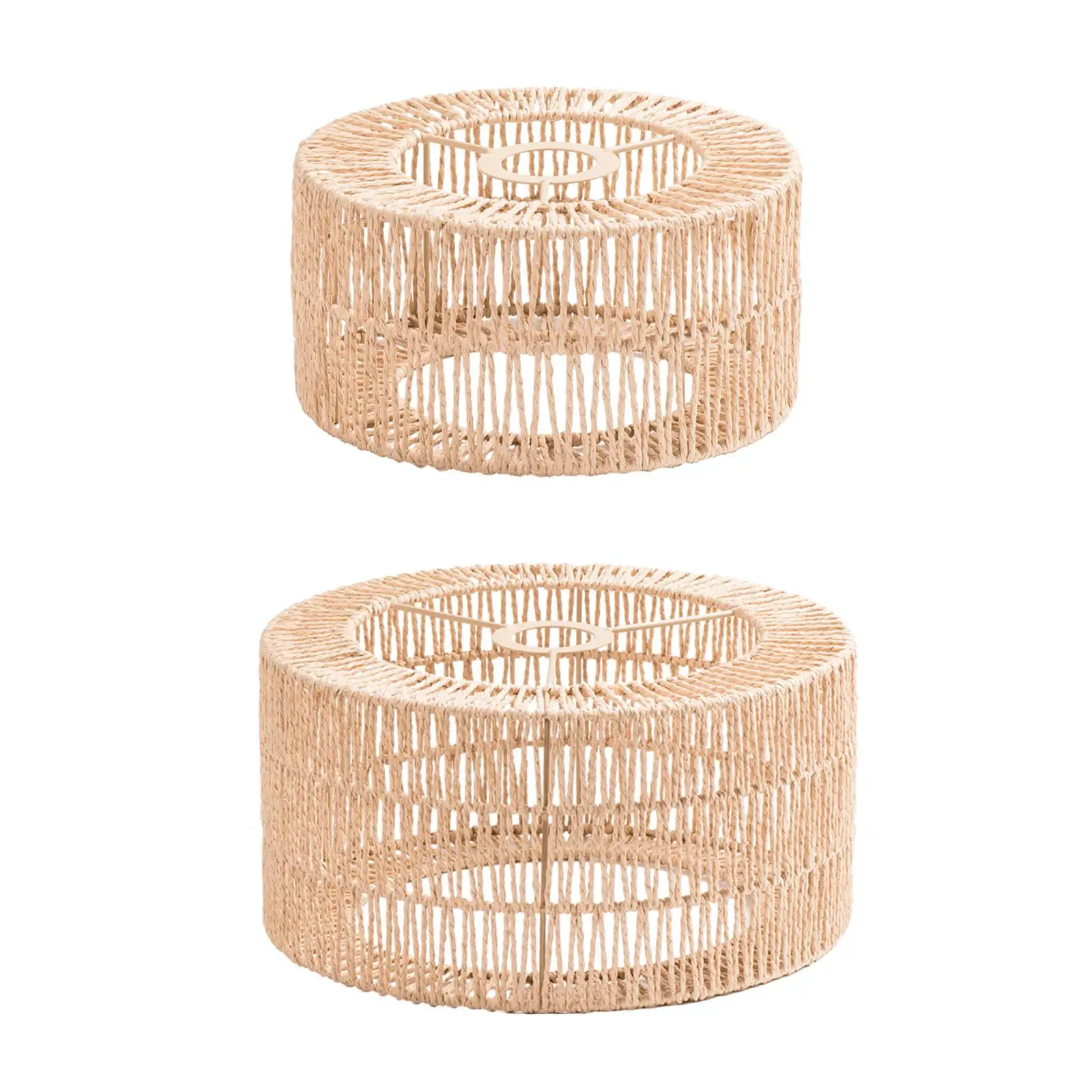 Boho Style Woven Lampshade with Iron Frame Chandelier Shade for Dining Room Coffee Shop Lighting