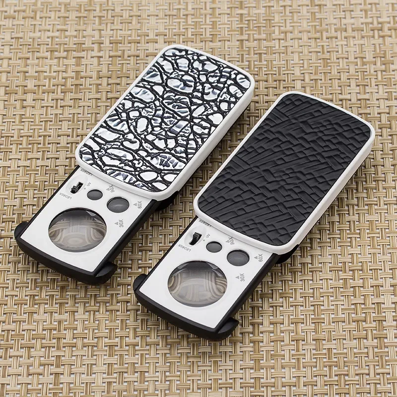 for 774-3ZX Portable Folding Magnifying Glass with LED Light Banknote Checker Multi-fold Pull-out
