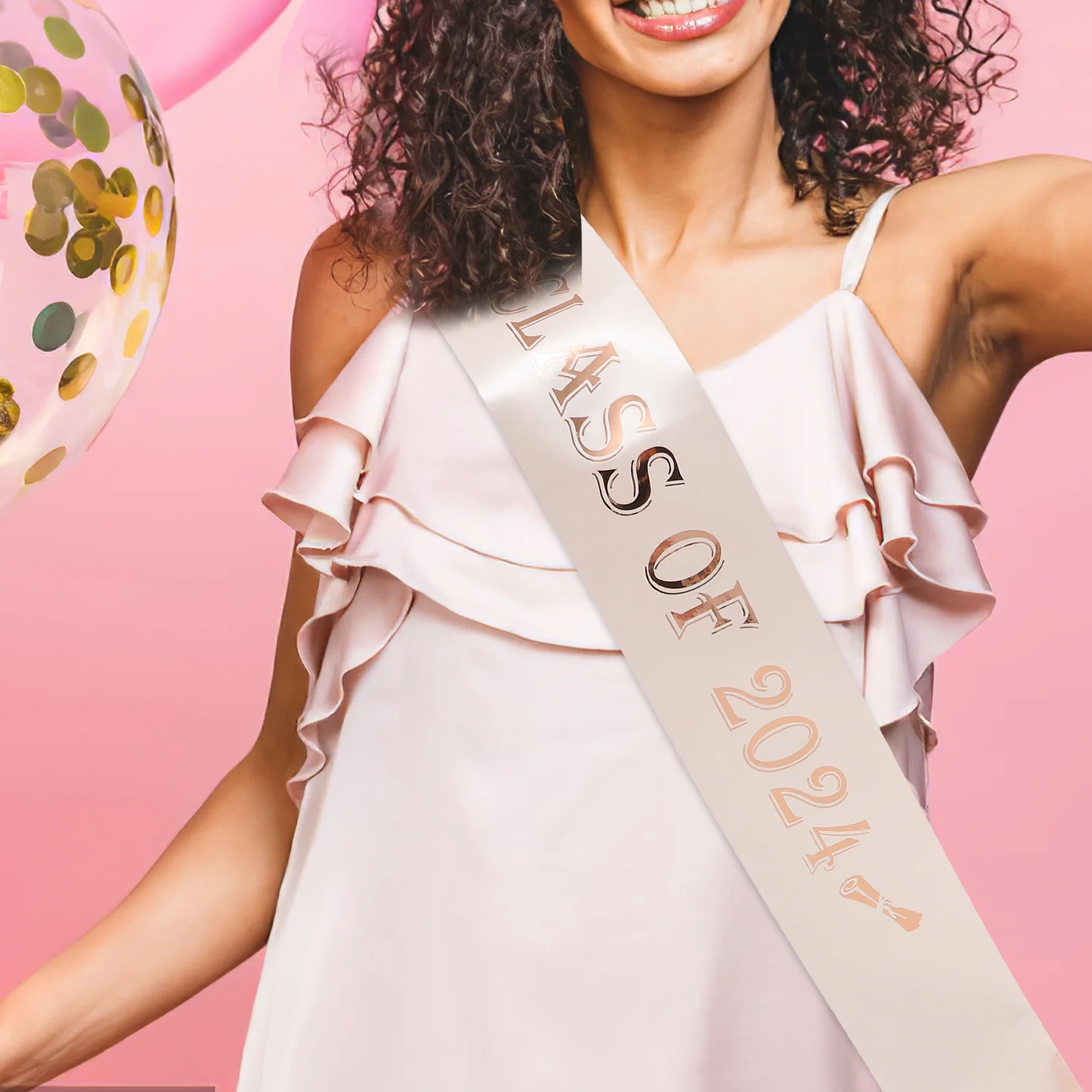 

2024 Graduation Sash Class of 2024 Satin Shoulder Strap Party Decor Adjustable Comfortable Durable Exquisite Ribbon Foil