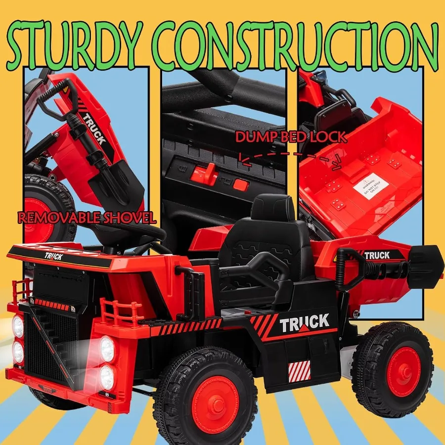 Ride on Dump Truck, Construction Vehicles Tractor Power Wheels Kids Electric Car Ride on Toys Excavator for Toddlers, Remote Con