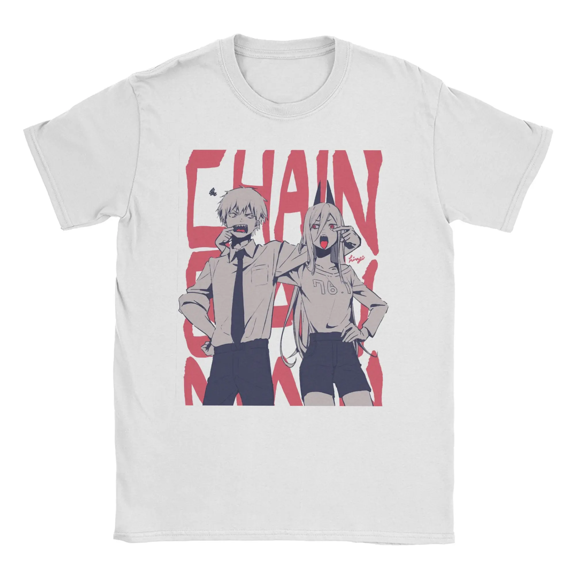 

Футболка с аниме «Человек бензопилы», мужская и женская хлопковая футболка Power Higashiyama Kobeni, футболка с круглым вырезом и короткими рукавами, одежда с принтом