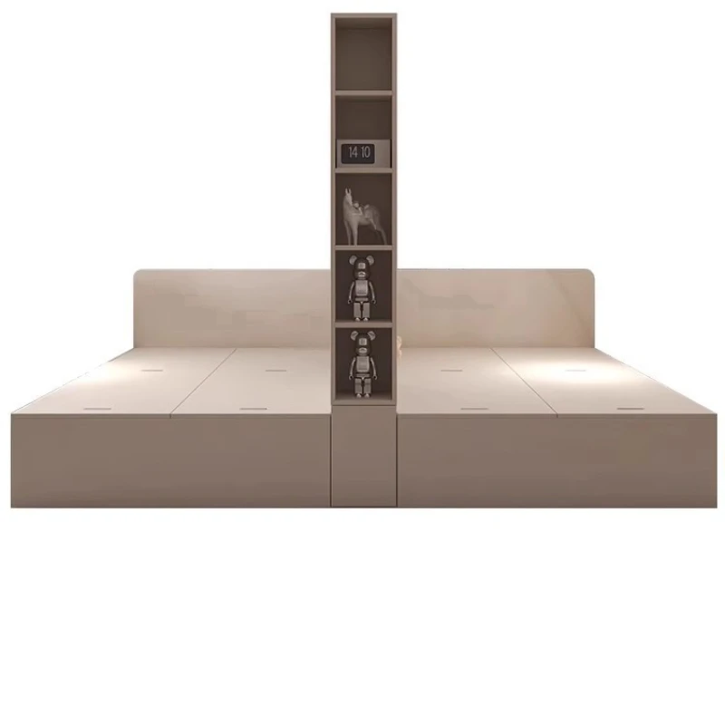 Non-interference siblings bed mother and child bed double bed small apartment with partition bed cream wind room storage bed