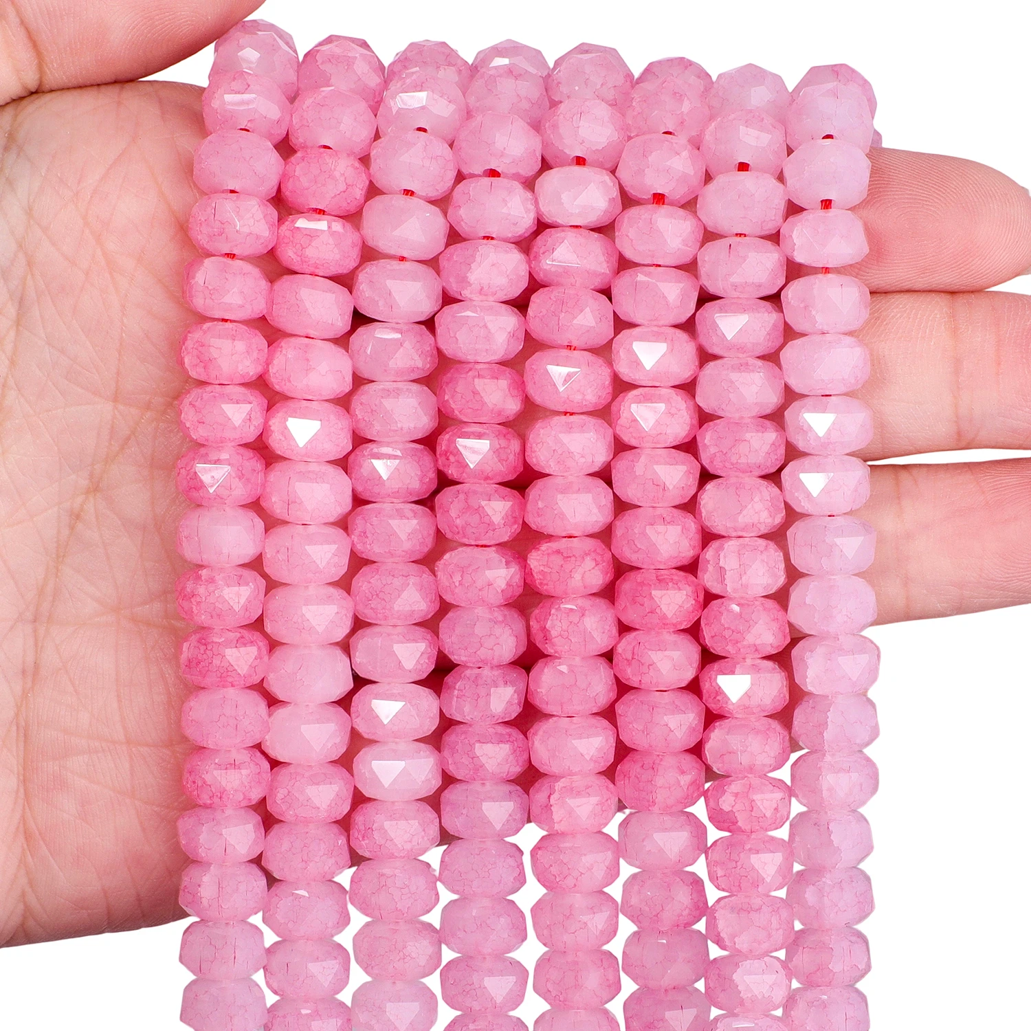 8x5mm Rissmuster Facettierte Glasperlen Bunte Radförmige Glatte Perlen für Schmuckherstellung DIY Halskette Anhänger Zubehör – Detail 13