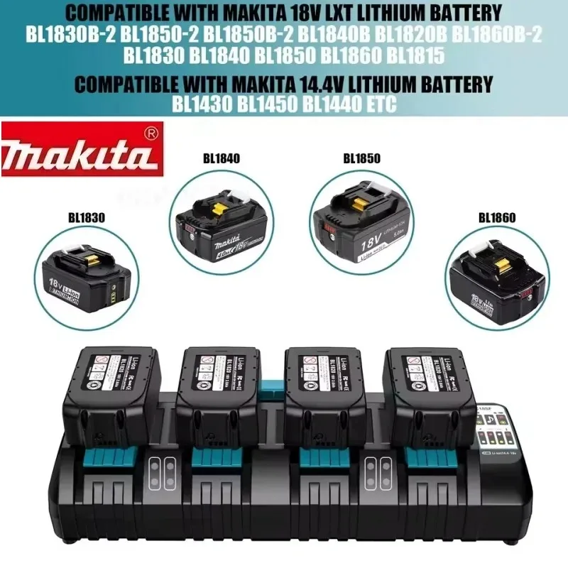 Makita Charger 14.4V-18V LXT Lithium Ion Multi-port Battery Charger Fast Charger with USB Ports 8A/12A Power Tools