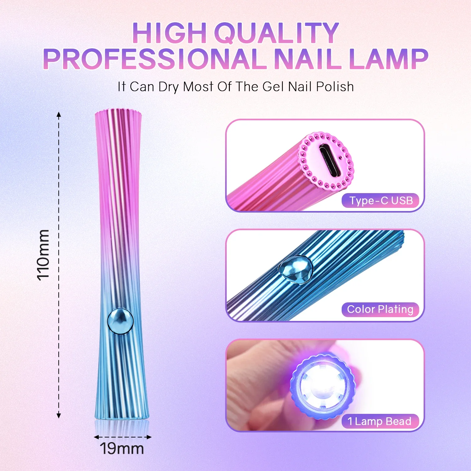 Lampada per unghie portatile Mini lampada per unghie a LED UV per polimerizzare tutti gli smalti gel Torcia per unghie ricaricabile ad asciugatura rapida
