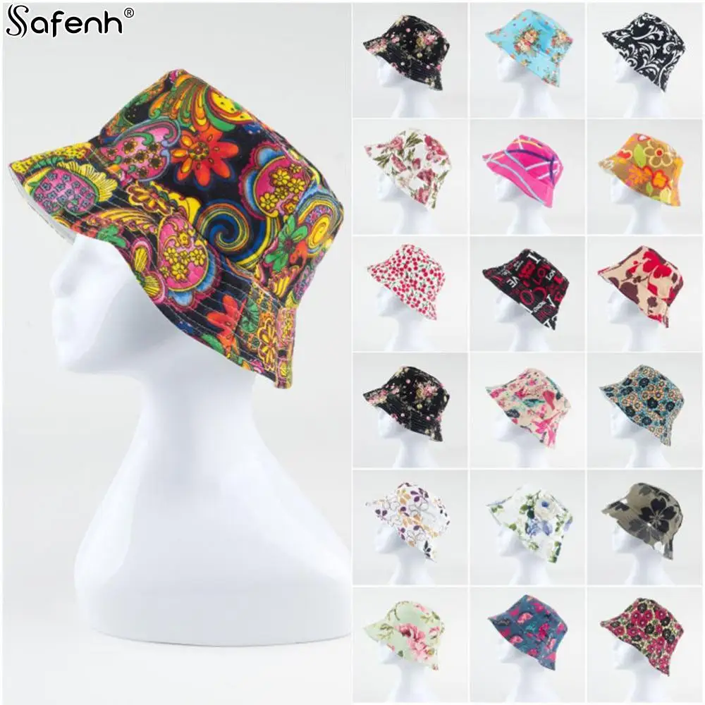 New Summer Floral Sun Hat Bucket Funny Summer Holiday Novelty Beach Outdoor Cap Fishing Hats Sun Protetion for Men Women