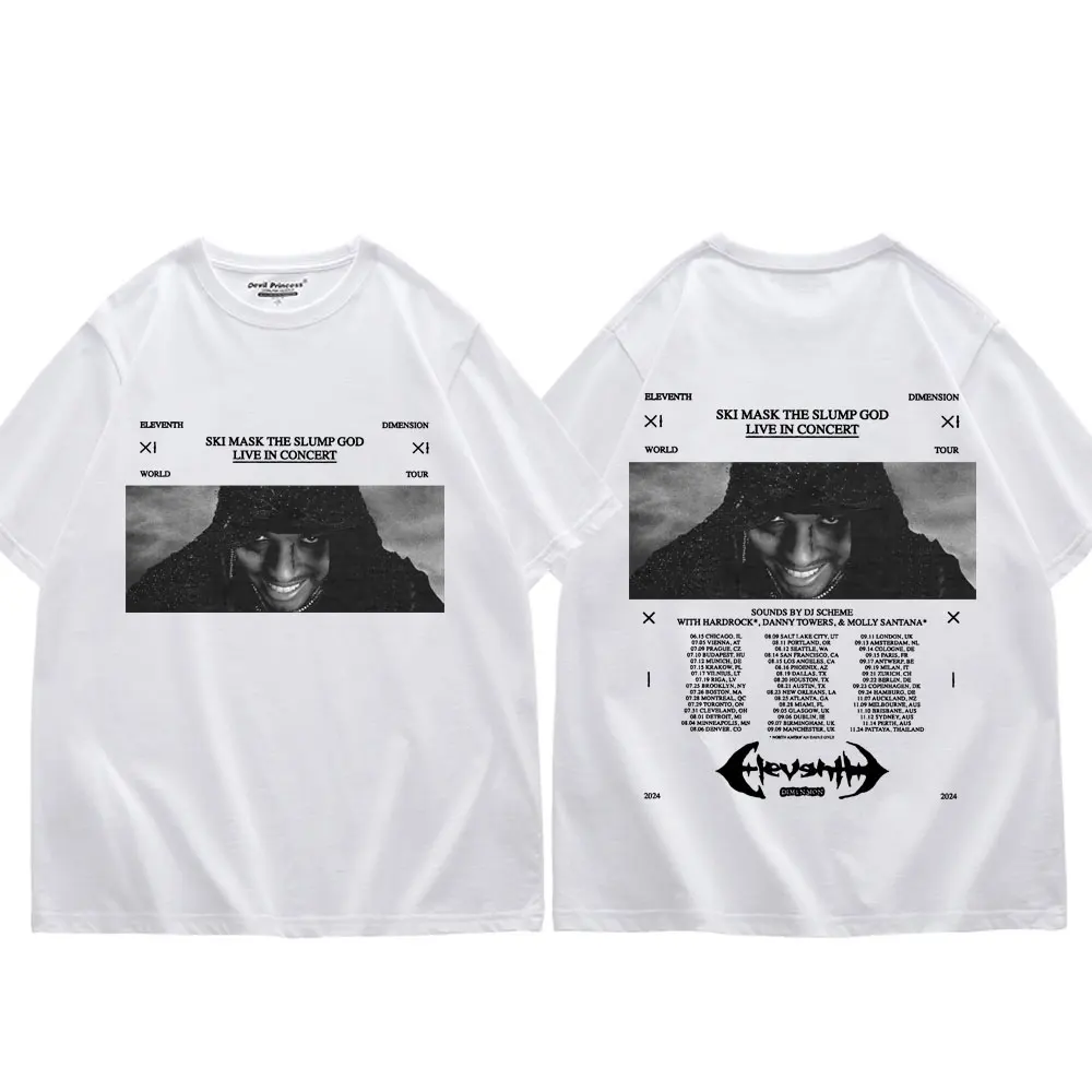 Ski Mask The Slump God 11th Dimension Tour 2024 T-shirt Men's Hip Hop Vintage Short Sleeve T-shirts Fashion Casual Loose T Shirt