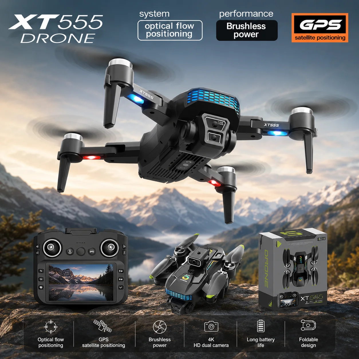 

2026 квадрокоптер GPS DRONE optical stream folding drone WIFI transmission professional aerial camera medium-sized rudder cloud