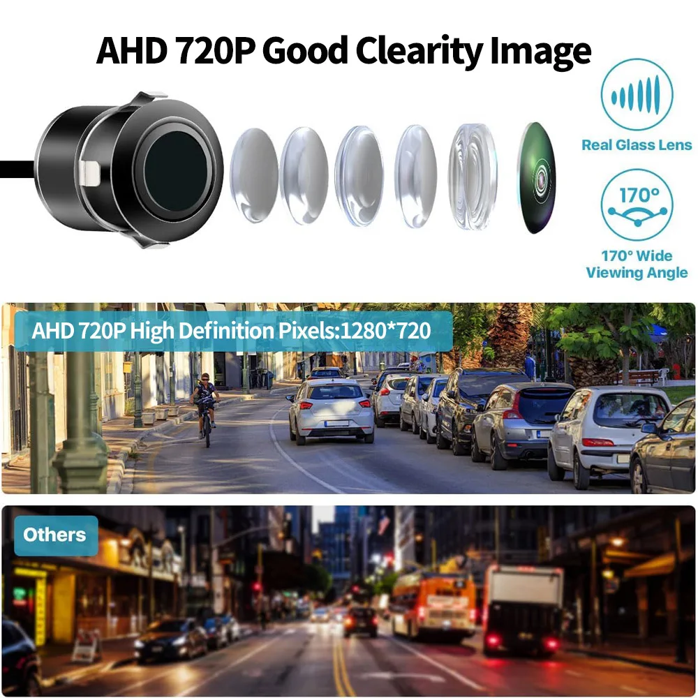 BOENKAI ユニバーサル AHD 720P バックアップカメラ広角フラッシュマウントリバースリアビューカメラ車ピックアップ SUV RV バン逆転支援
