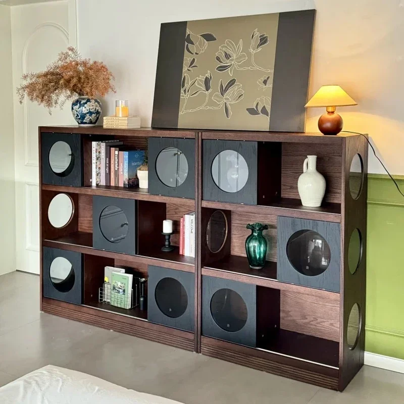 

French Retro Solid Wood Combination Bookcase & Household Integrated Wall Bookshelf Shelf Living Room