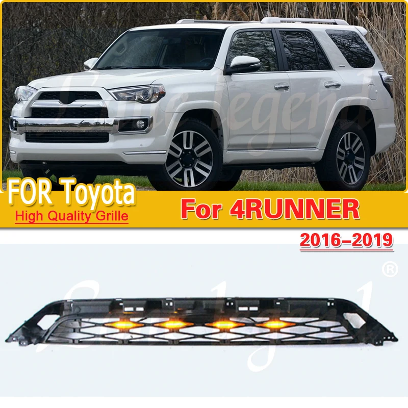 

Black ABS Car Grills Honeycomb Front Grille with LED Fit for Toyota 4Runner 2016-2019 Auto Part Exterior Accessories