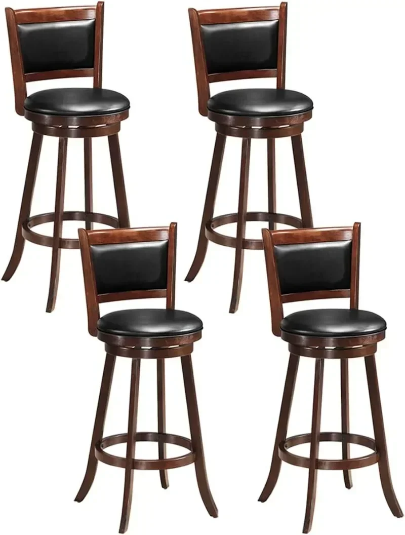 

Bar Stools Set of 4 29” Bar Height Bar Stools for Kitchen Island Swivel Barstools with Backs for Pub Restaurant Brown & Black