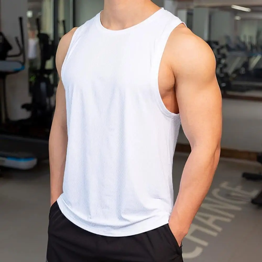 Arrival Men Ice Silk Mesh Sleeveless Tank Top Solid Color Thin Light Quick Dry Breathable Cooling Sports Vest Simple Undershirt