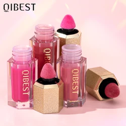 QIBEST Liquid Face Blush Natural Smooth Cheek Rouge Peach Tint fard Long Lasting Waterproof Liquid Highlight Contour For Face