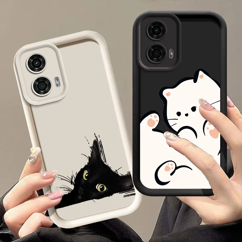 G24 Black and White Cat New Sky Eye Phone Case For Motorola Moto G24 G54 G84 G34 G53 G24Power G54Power E40 E32 G22 G30 G20 Cover