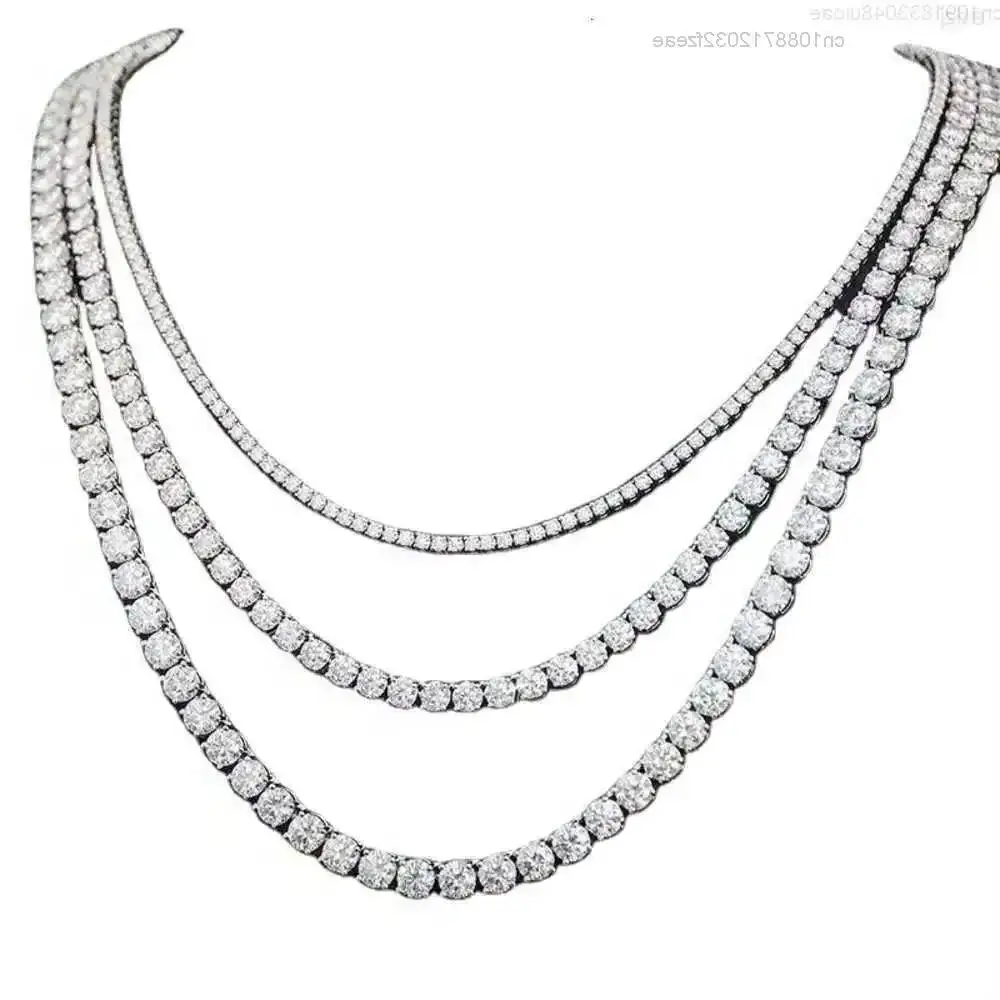 

in Stock Usa Warehouse Wholesale Vvs Moissanite Tennis Chain Iced Out Women Fine Jewelry Tennis Necklace