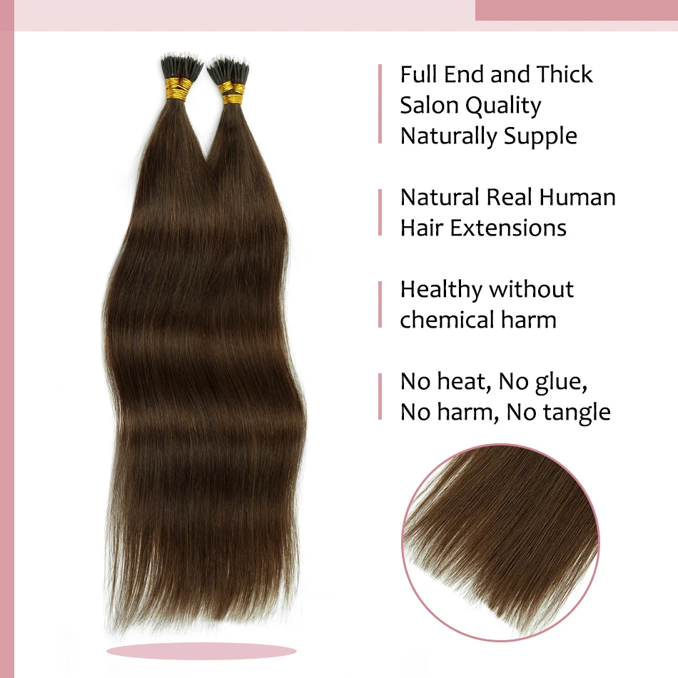 Extensions de Cheveux Humains Naturels Lisses Remy, Micro Perles, 1g/Mèche, 50 Mèches