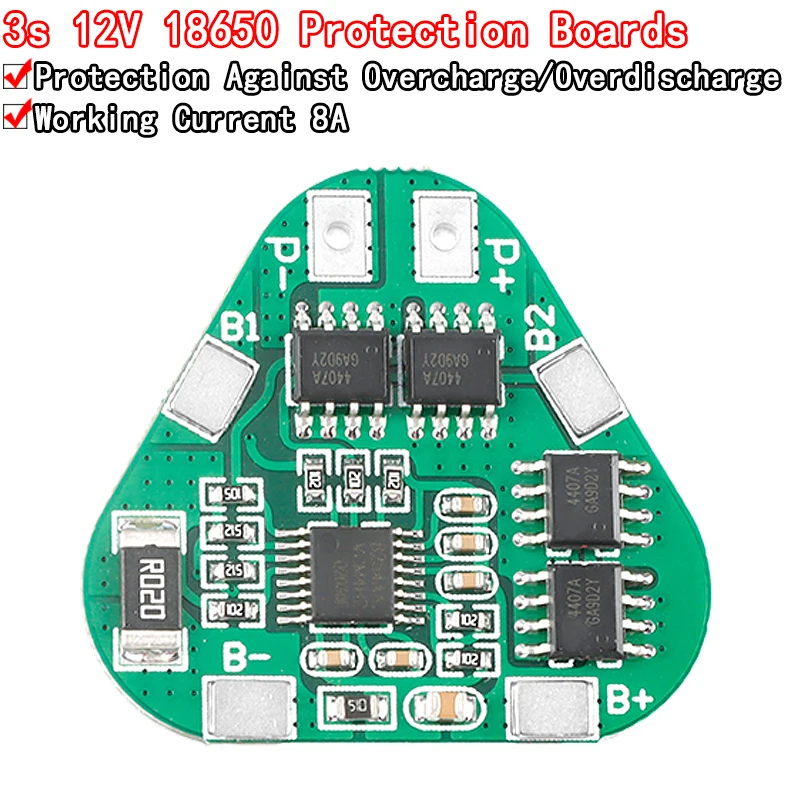 3S 12V 18650 Lithium Battery Protection Board 11.1V 12.6V overcharge over-discharge protect 8A 3 Cell Pack Li-ion BMS PCM PCB