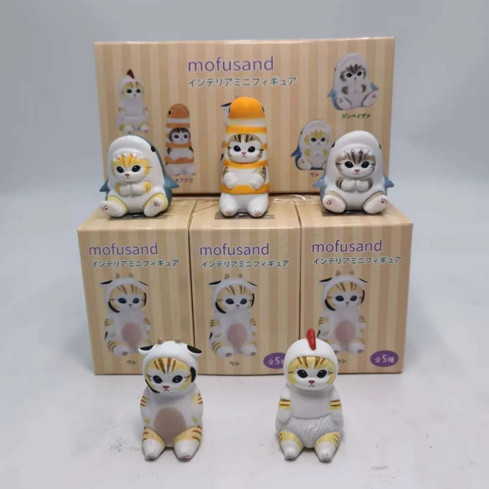 Mofusand Series Collection Blind Box Adorable Headed Cat Figure Toy Display Item Shark Fried Shrimp Honey Cat Collectible Toy