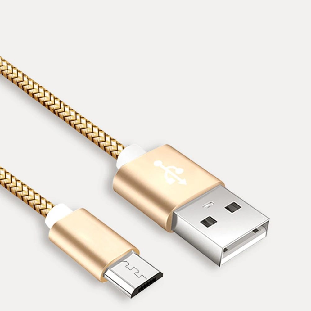 

Nylon Braided Micro Usb Cable Fast Charging Durable For Phones Gold Extra Long Length Strong Aluminum Connector Data