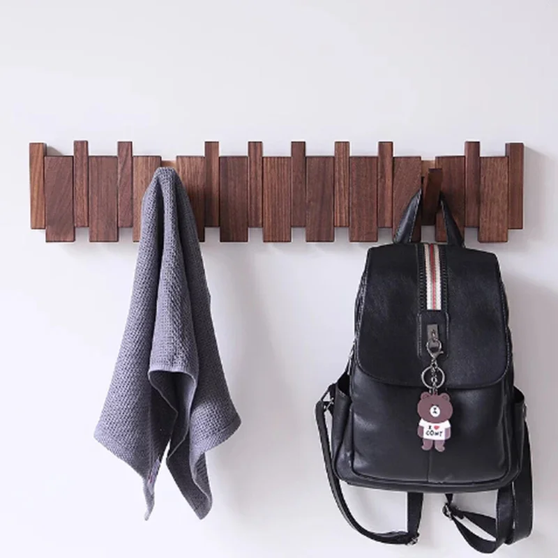 

Solid Wood Wall Coat Racks Piano Keys Clothes Hanger Hook Double Layer Entrance Hall Clothes Organizer Modern Home Furniture