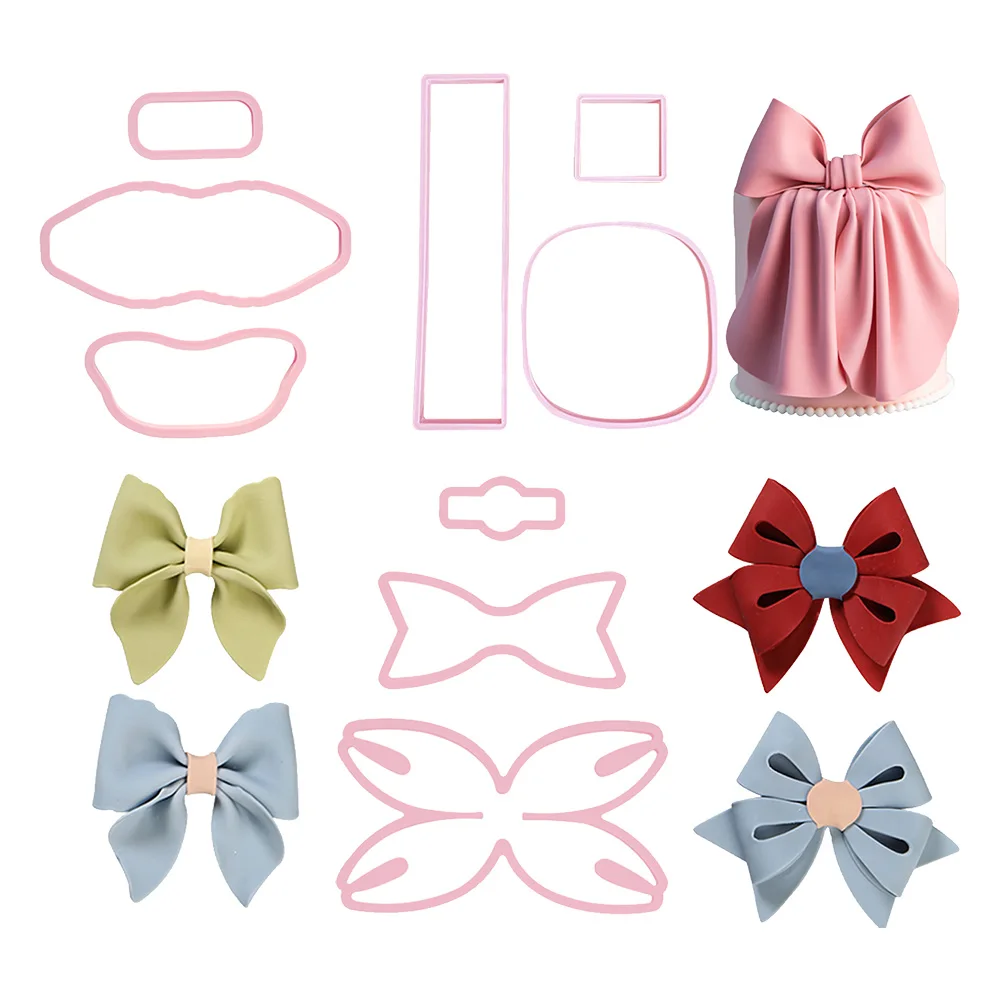 3 Pattern Bowknot Plastic Mold Set DIY Bow Cutters For Cake Cupcake Toppers Decoration