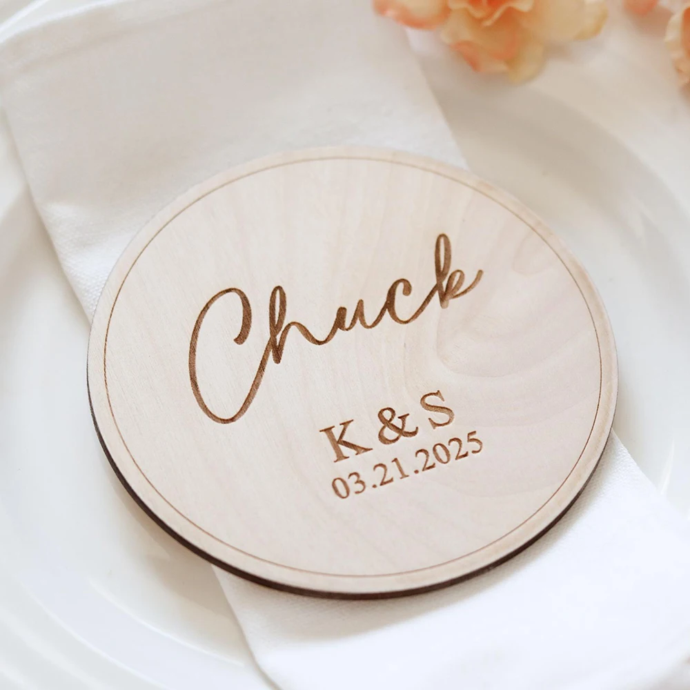 Personalized Wedding Favors For Guests In Bulk Custom Wedding Party Wooden Coasters Table Decor Bridal Shower Place Cards Name