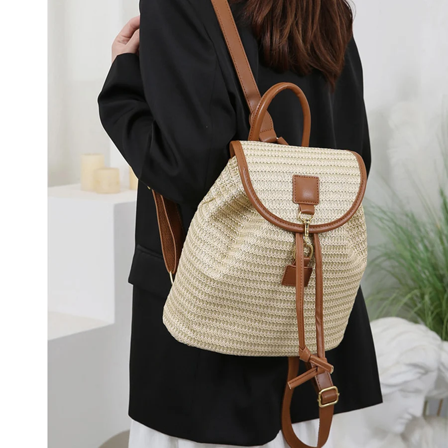 

Women's Straw Backpack Summer Boho Bohemian Hollow Shoulder Bag Hobo Crochet Woven Travel Bags for Women Knitted Beach Back Pack