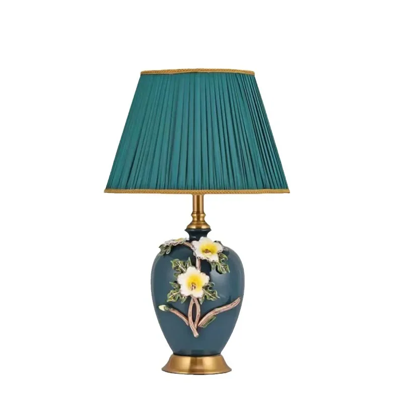 

New Chinese enamel bedroom decoration bedside lamp Nordic living room