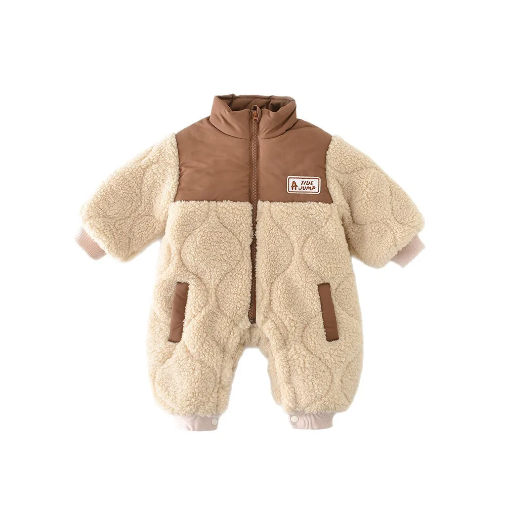 بدلة أطفال شتوية جديدة لعام 2025 بأكمام طويلة رومبير دافئ بالإضافة إلى مخمل سميك للأطفال الرضع والأولاد والبنات بدلة قفز من الصوف للأطفال الصغار #6