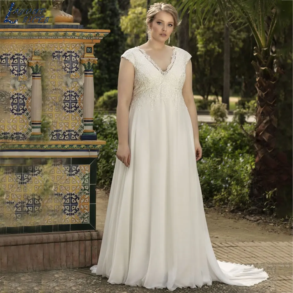 Mise en page Boho en mousseline de soie A-ligne robe de mariée, col en V classique, mancherons, mariage, quel que soit le dos nu, sur mesure, éducatif, 2024Mise en page Boho en mousseline de soie A-ligne robe de mariée