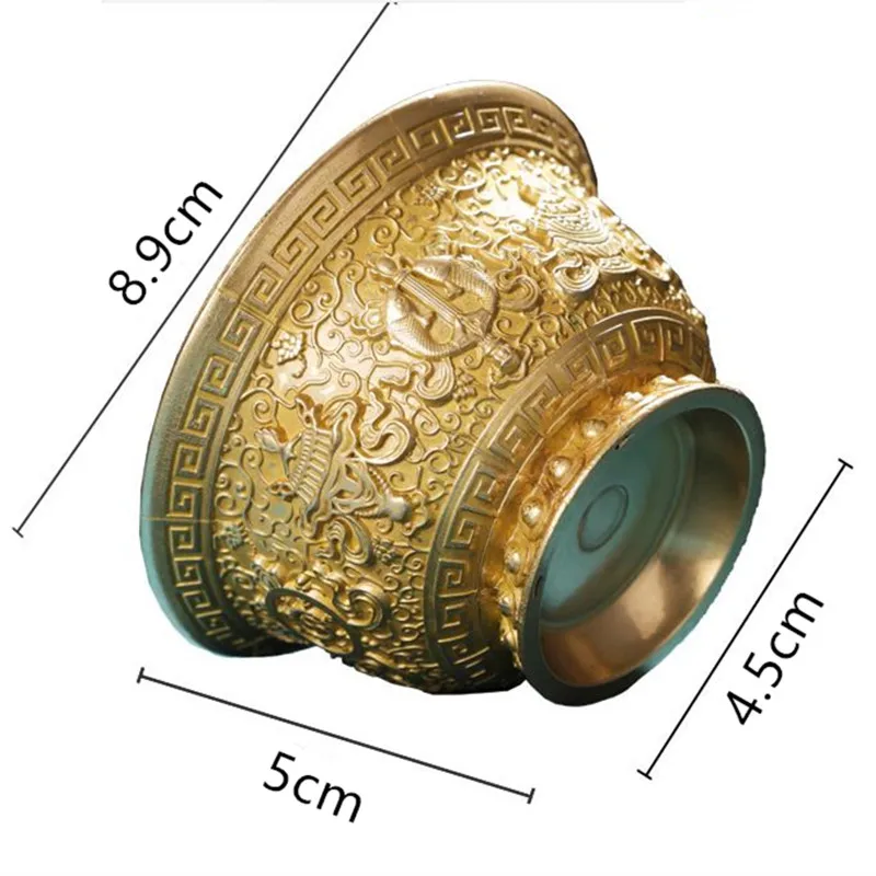 2 Colors Offered 8.6cm Copper Sacrificed Eight Auspicious Symbols Tranic Temple/Home Putting Decorate Cup