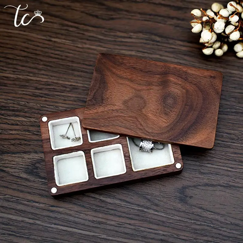 Walnut Jewelry Packaging Display Box Ring Earrings Necklace Pendant Brooch Pearl Storage Display Box