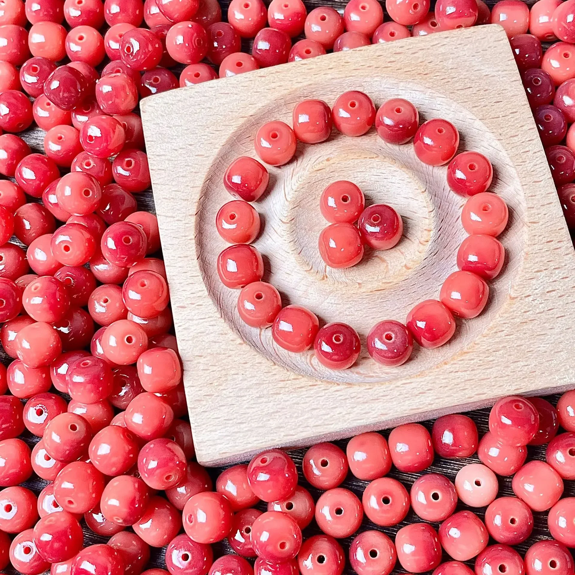 Cherry Red Bodhi Bracelet Loose Beads DIY Boutique Bodhi Spare Parts Accessories Buddha Beads Wenwan Beading Materials Wholesale