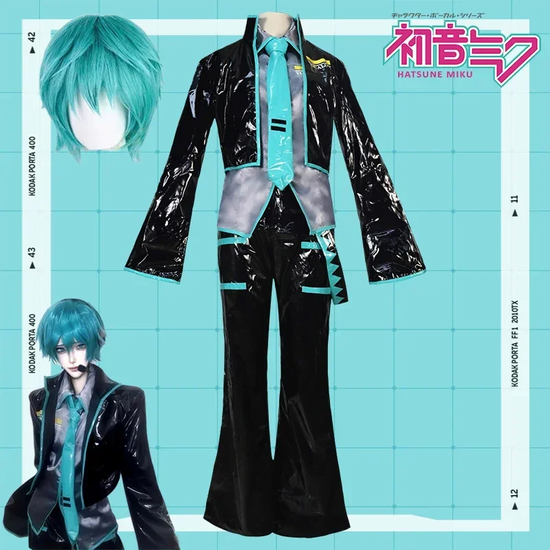 

CosplayAnime Mikuo Male version Cosplay Costume Green Color Any Size Custom Made Full Set Perfect Custom black jackets with gree