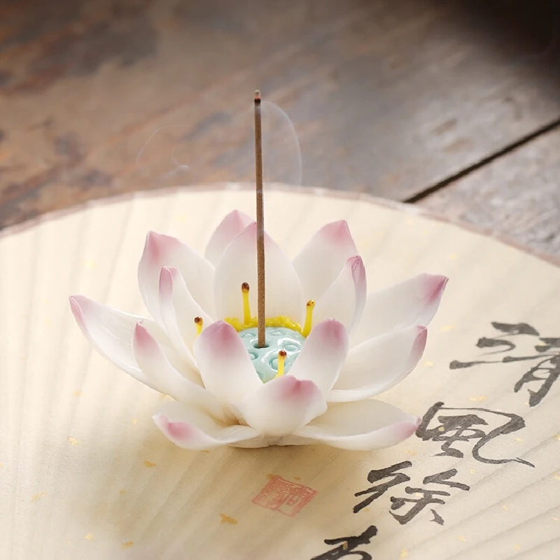 

0043 Ceramic Handmade Lotus Incense Stick Decoration Indoor Home Incense Stand Creative Birthday Gift Chinese Ceramics