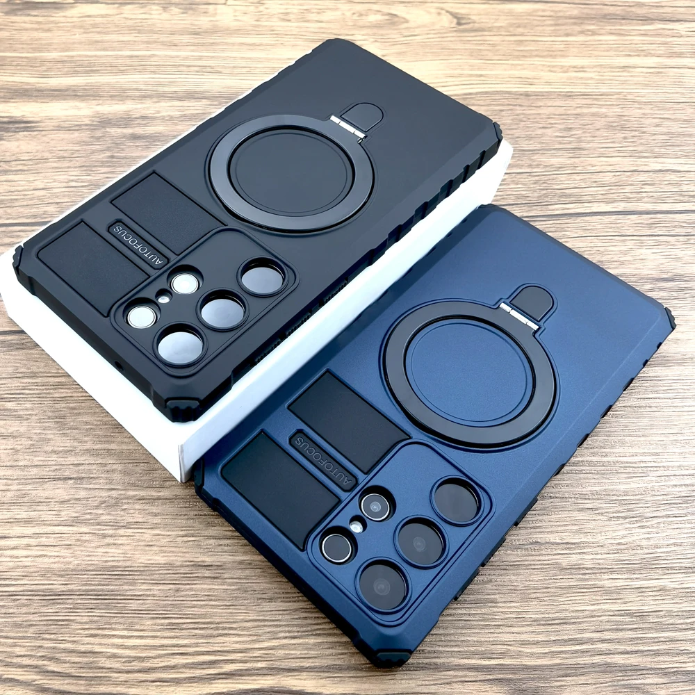 حافظة لاسلكية Magsafe ضد الصدمات ، أغطية حامل حامل ، درع لسامسونج غالاكسي S24 S23 S22 Ultra S21 Plus Note 20 S 21 22 23