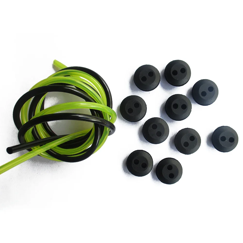 12pcs 2 Holes Fuel Tank Grommet Rubber With Fuel Line Pipe For Brush Cutter Fuel Pipes Rubber Replacemnt Garden Supplies