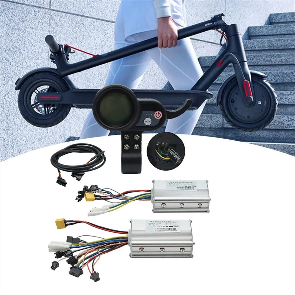 N86R 60V 25A Brushless Controller Dual Motor+36V-60V LCD Display Dashboard for Electric Scooter E Bike Accessories