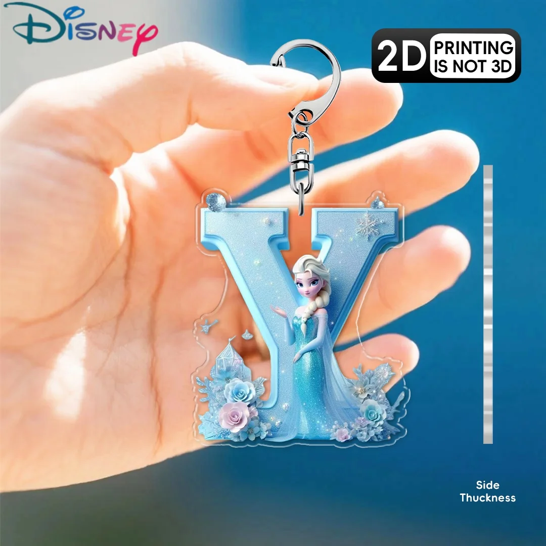 جديد ديزني فروزن إلسا أنيمي الشكل الاكريليك A-Z سلسلة مفاتيح من الكرتون قلادة ملونة سيارة مرآة الرؤية الخلفية بنين بنات هدية عيد ميلاد