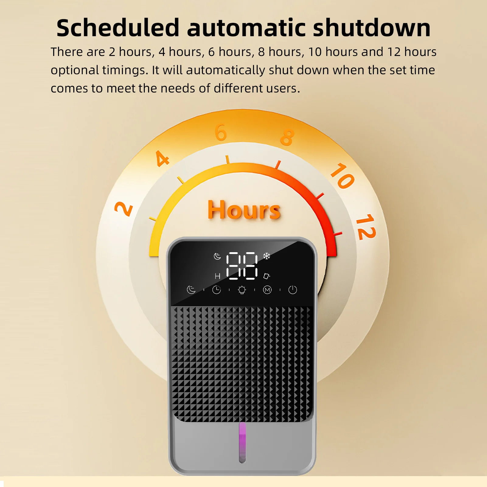 

Small Dehumidifier with Digital Touch Screen Auto Defrost Funtion 2 Gears Dehumidification 6 Timing Setting Water Full Reminder