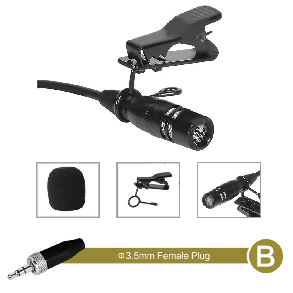 Microfono Lavalier nero con risvolto 4Pin XLR 3.5MM per Wireless per case da palcoscenico di culto e insegnanti