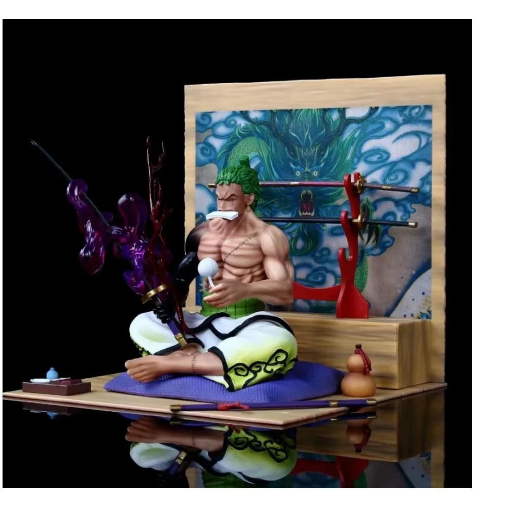 

Anime One Piece Roronoa Zoro Sitting Position Wano Country PVC Action Figure Collectible Model Doll Toy 24CM