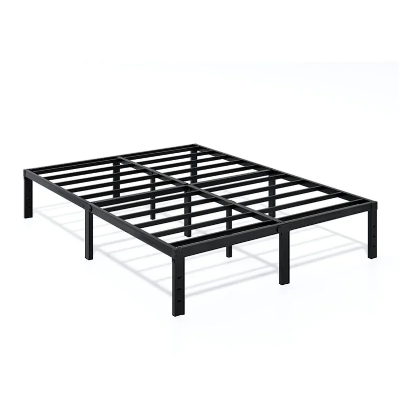 Base de Cama Metálica Resistente, No Requiere Somier, Base de Plataforma con Almacenamiento Debajo de la Cama de 14 Pulgadas, Listones de Acero Negro, Tamaños King y Queen