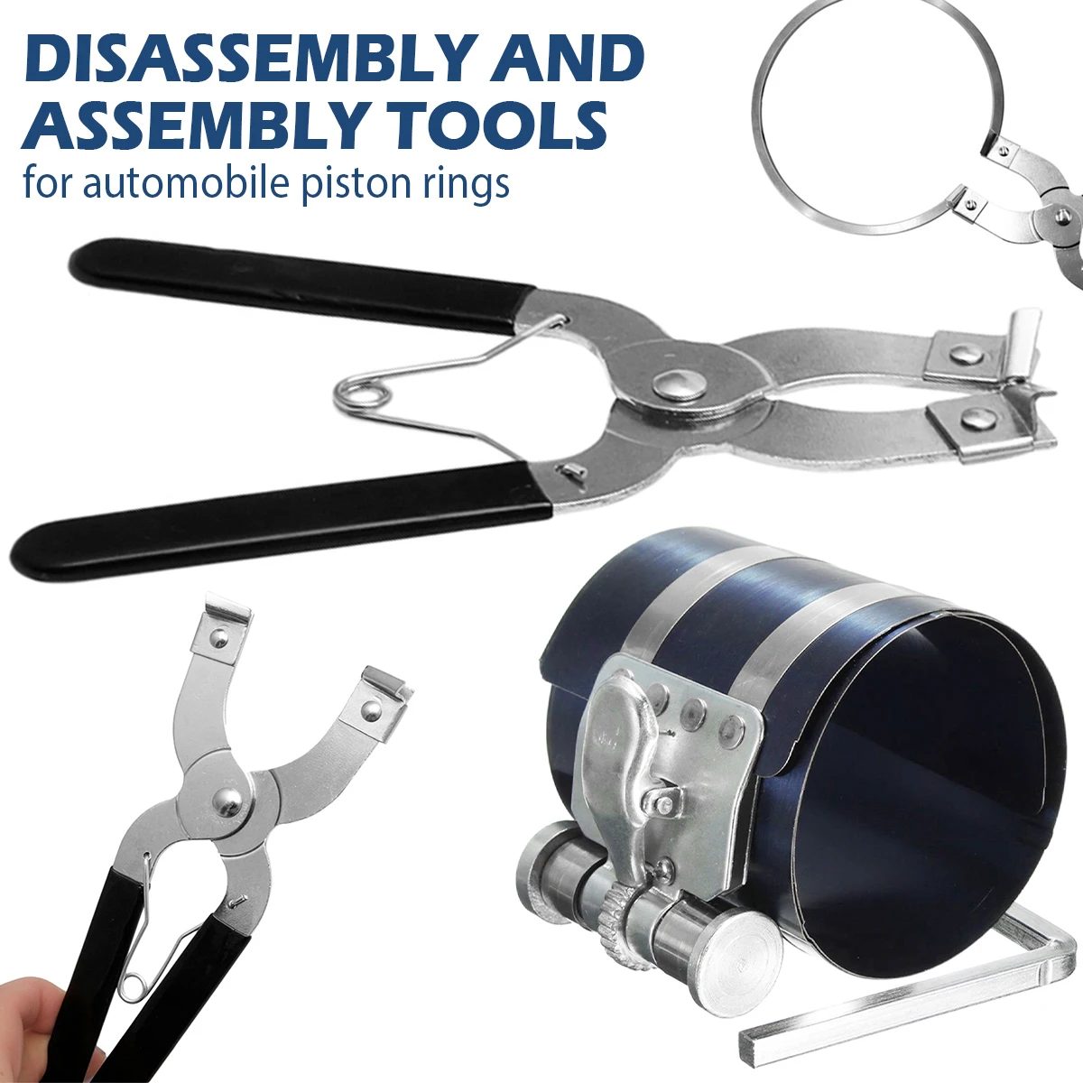 Herramienta de instalación de anillos de pistón, alicates de anillos de pistón, herramienta de compresor de anillos de pistón, Kit de alicates expansores de abrazadera de mantenimiento automático de motor de coche